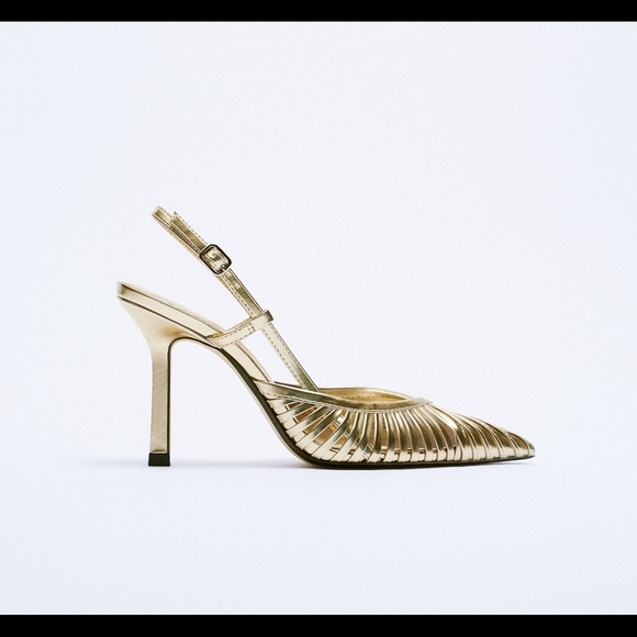 ZARA Metallic Pink Pointed High Heel Shoes With Medium Heel Size 41, 38 (F) - Picture 2 of 12